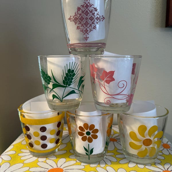 Vasos vintage para crema agria Hazel Atlas (varios diseños)
