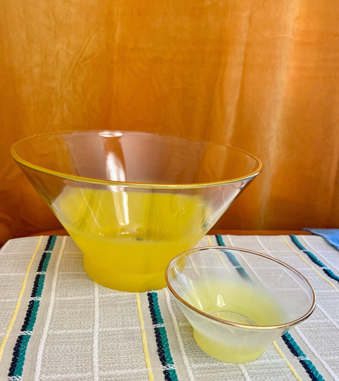 Vintage Blendo Yellow Chip and Dip Set MCM, West Virginia Glass Co Etsy