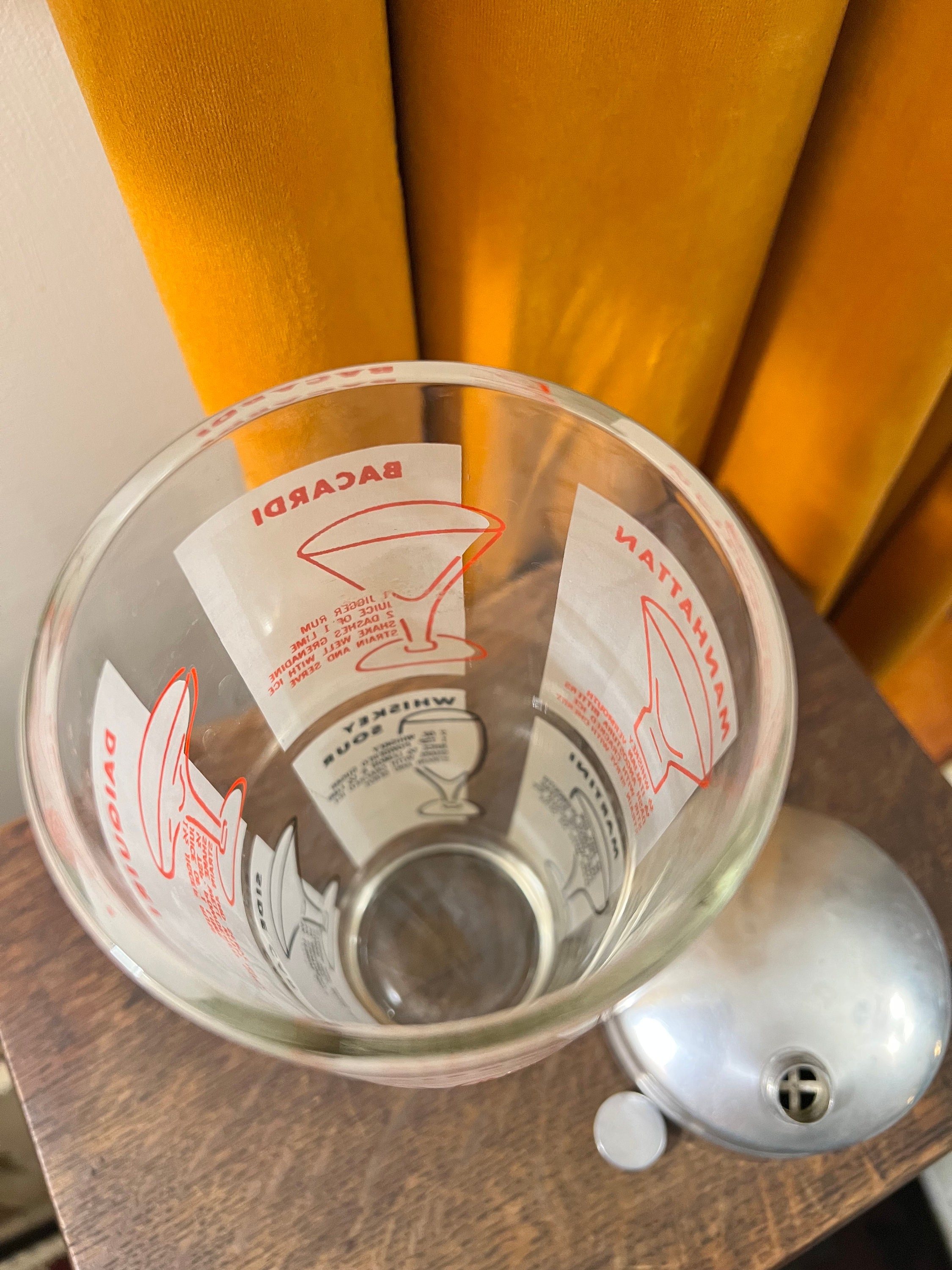 Vintage Glass Cocktail Shaker With Recipes Etsy