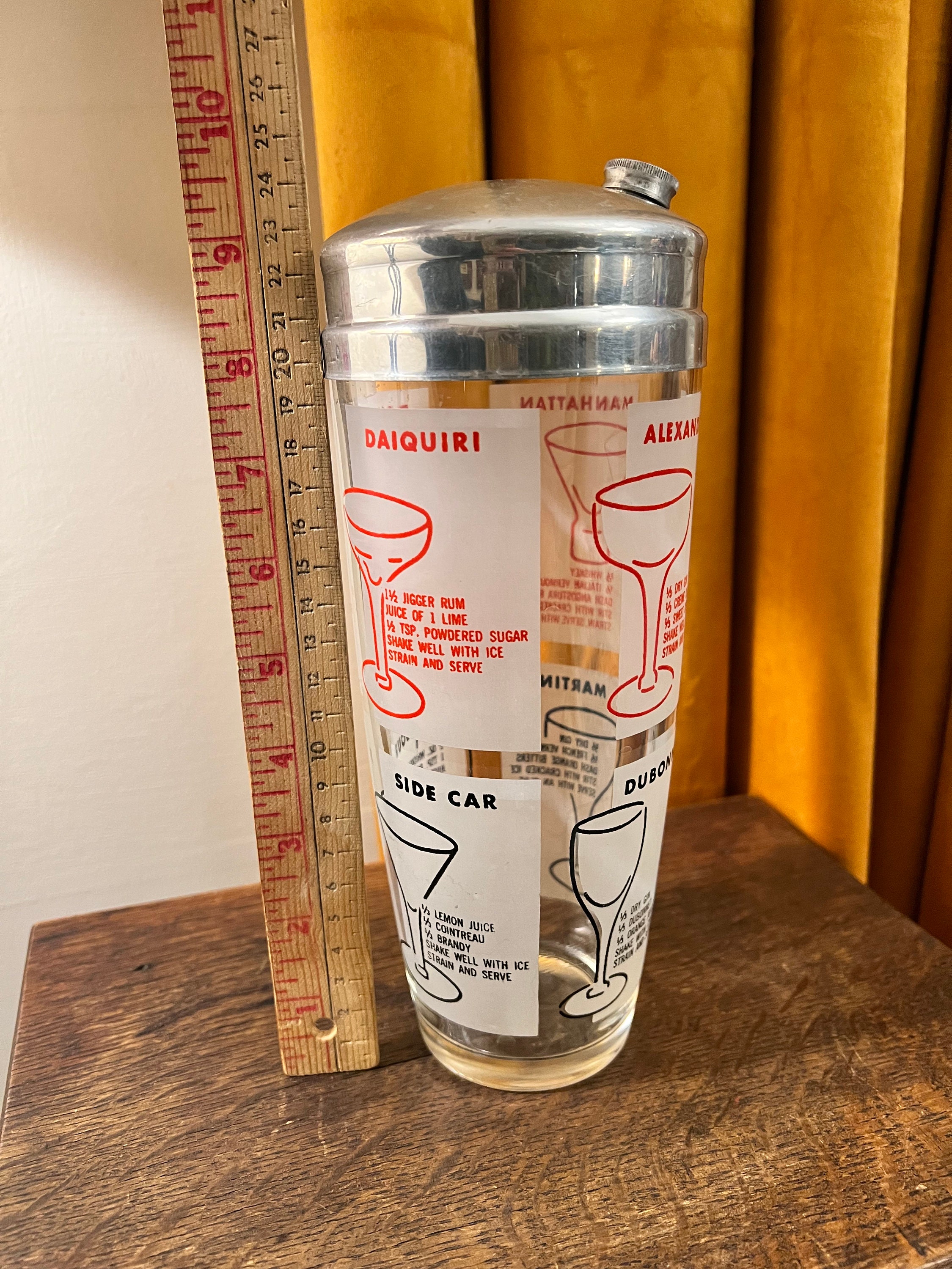 Vintage Glass Cocktail Shaker With Recipes Etsy