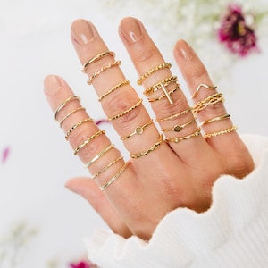 24 Pcs Adjustable Gold Ring Set, Minimalist Ring Set, Midi Ring Set, Round Rings Set, Circular, Ring Set, Gold Ring Set, Geometric Ring Set