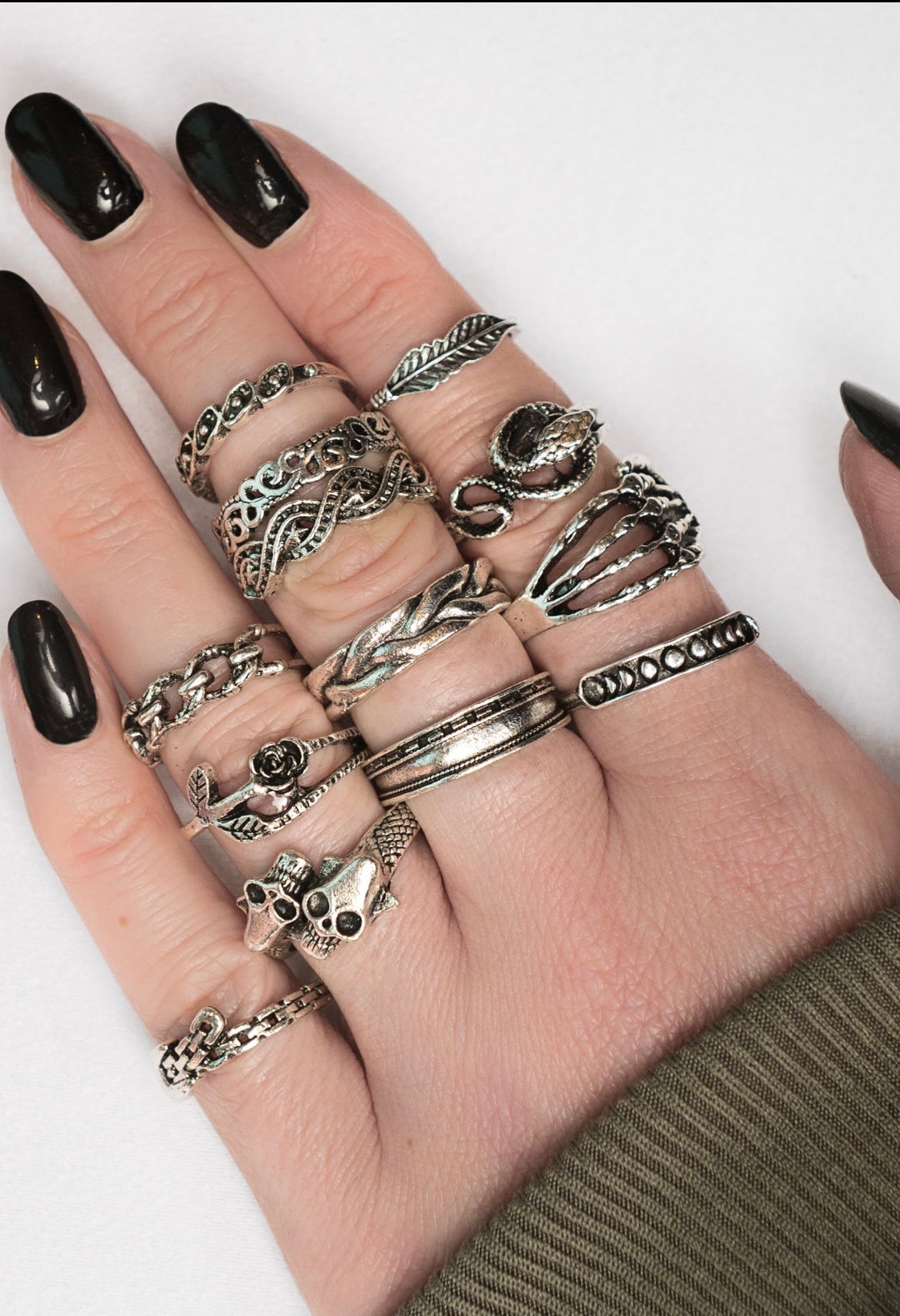 S925 Sterling Silver Snake Ring - Adjustable Punk Gothic Wrap Ring For Women & Men - View #7