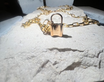 gouden schakelketting slot ketting veiligheidsspeld gouden choke laag ketting set slot sleutel ketting