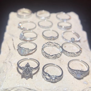 15 stuks stuk vintage zilveren ringset zon maan charme ring set voor vrouwen cadeau voor haar roestvrijstalen ringen ring set waterdruppel afbeelding 1