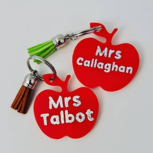 Teacher Gift ,End of Year Gift,Personalised Teacher Keyring, Apple Keyring, End of Term Gift, Nursery Teacher Gift, Teaching Assistant,apple