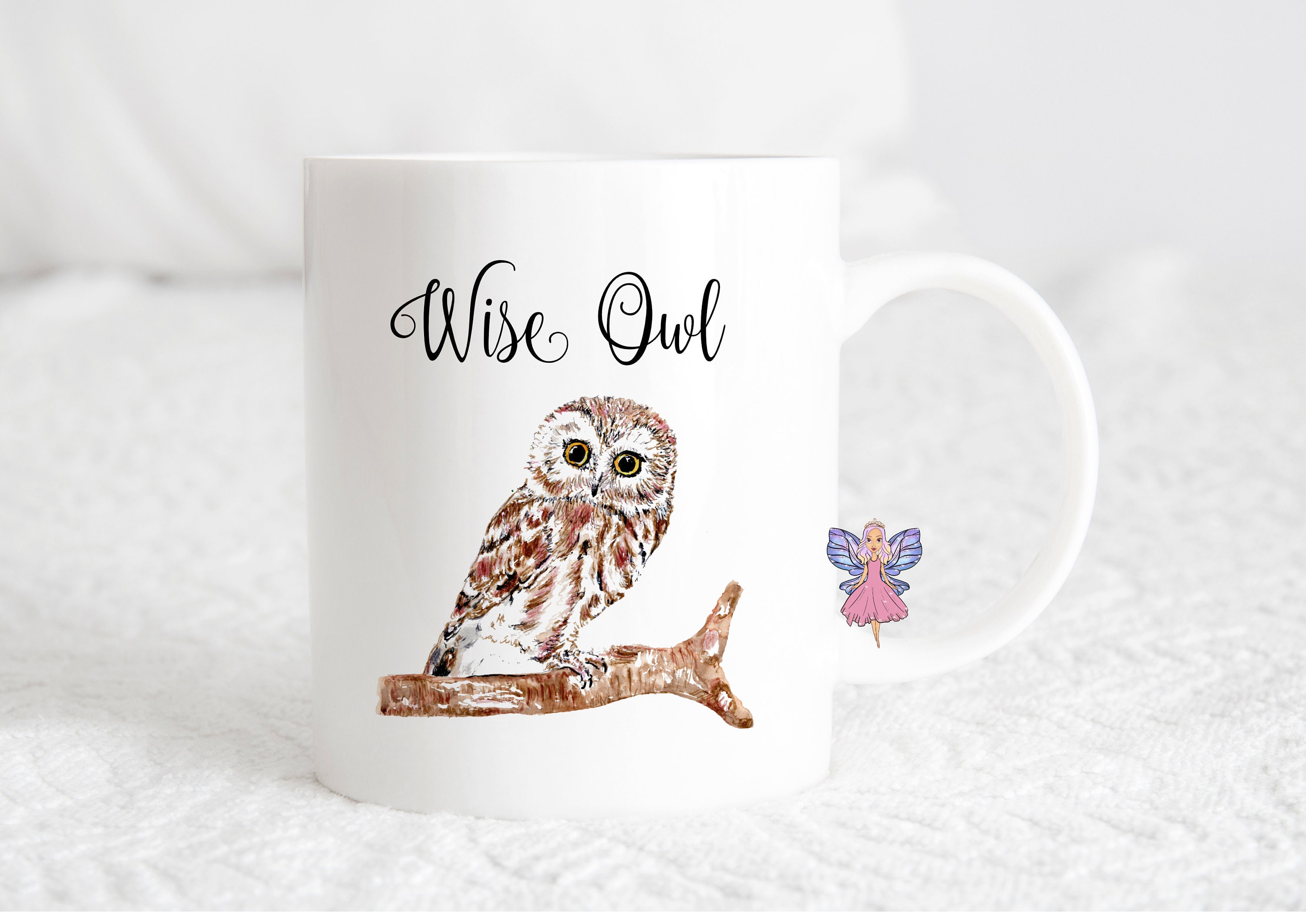 Wise owl mug ,owl on branch watercolour Mug, owl watercolour ,owl mug ,Hand Painted Watercolour ,nat