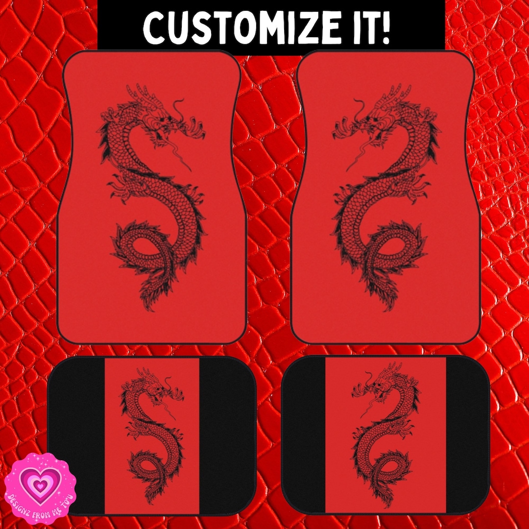 Custom Dragon Car Mats Set Front Back Gothic Anime Etsy
