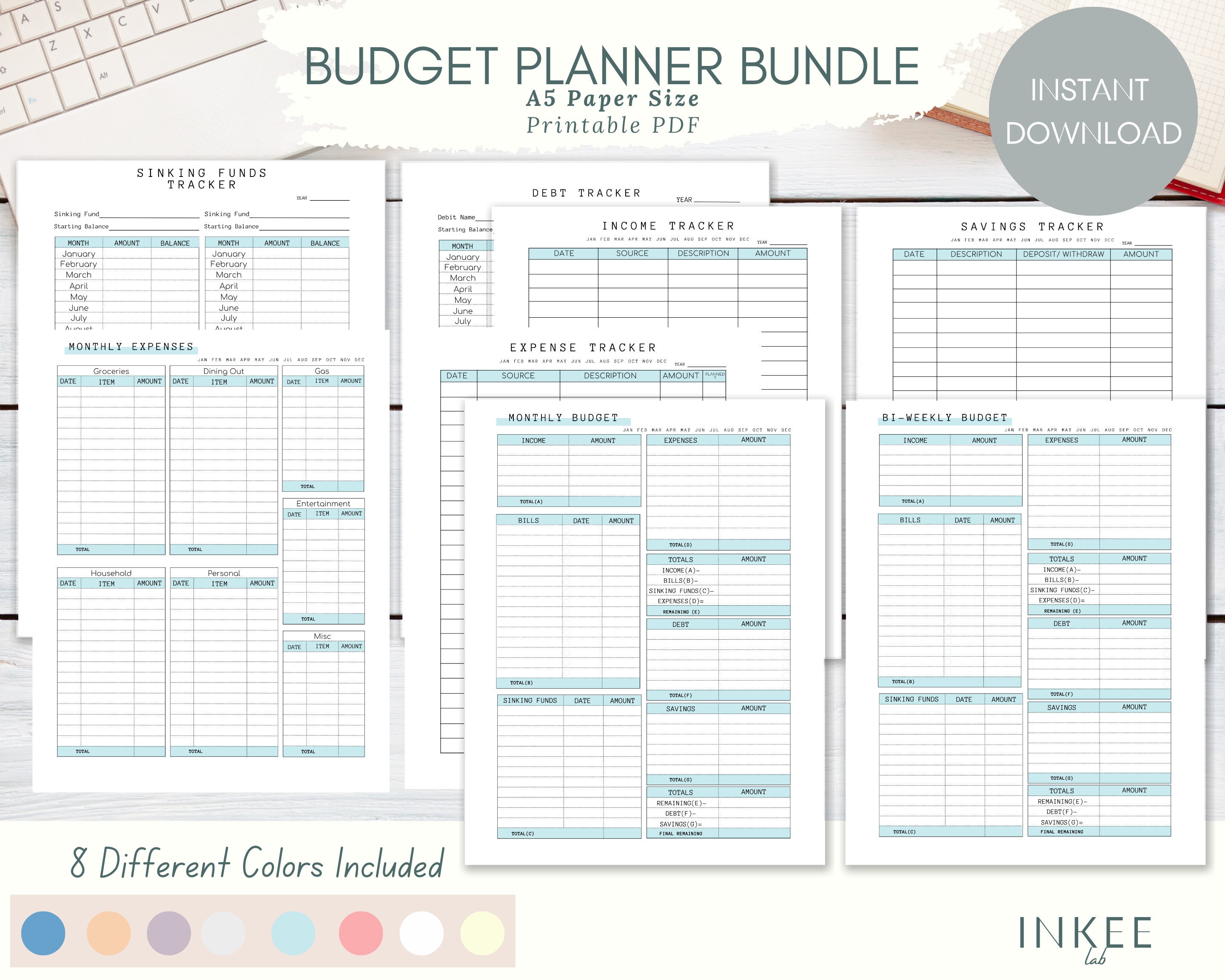 A5 Ring Agenda Dashboard - Budget Planning. Two-Sided & Wet-Erase. Bills, Debts, and Savings TRACKER. Platinum Foil Accents. Fit All A5 Six Ring