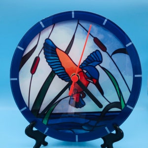 Glass Clock with stand - Kingfisher