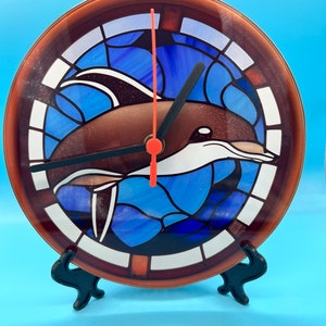 Glass Clock with stand - Dolphin