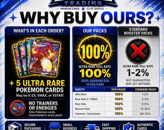 5 Card V, EX, VMAX, VSTAR Pokémon Card Pack! Perfect Gift for Kids