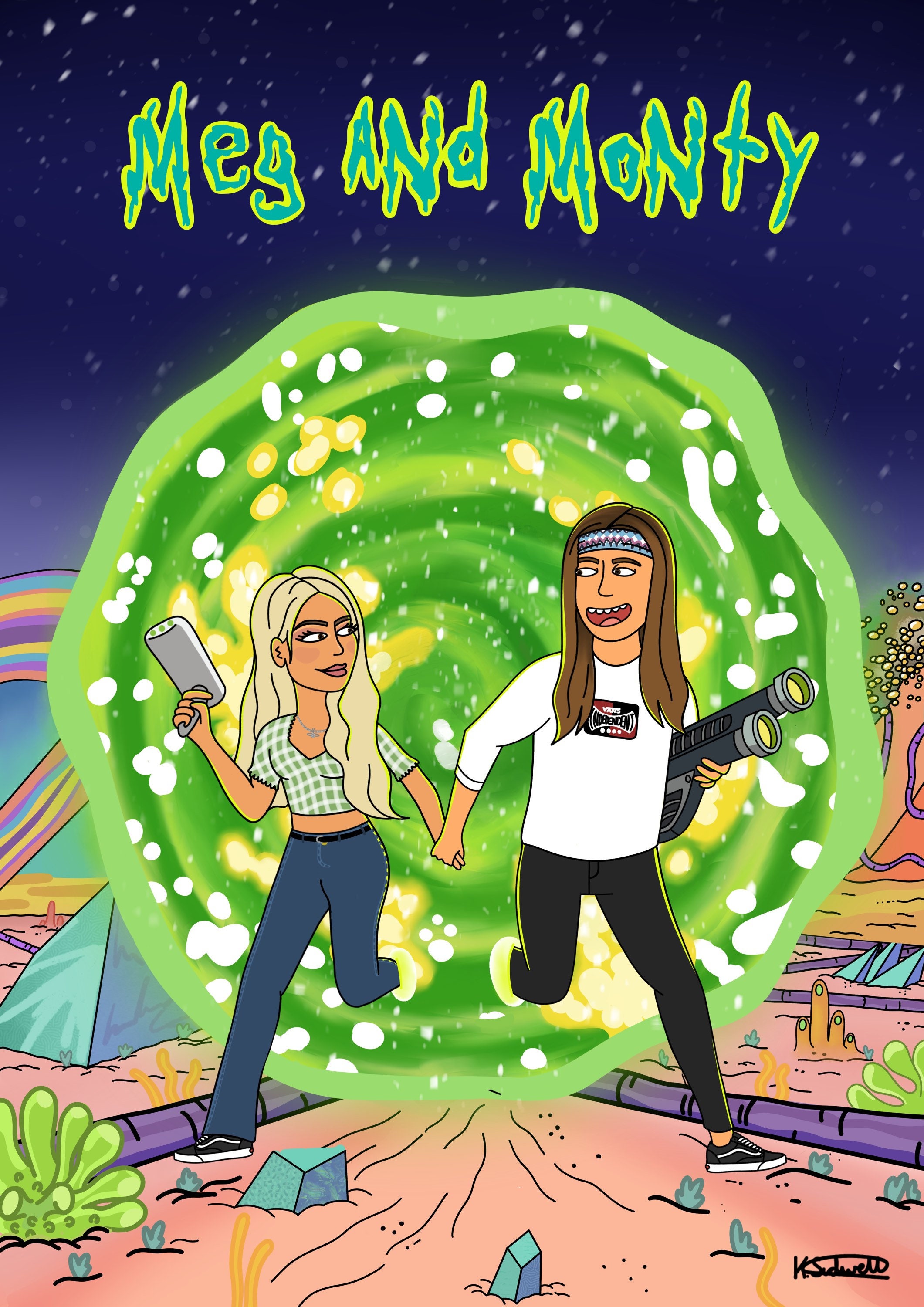 Rick and Morty Custom Portrait - Couples Portrait - Gifts - Birthday ...