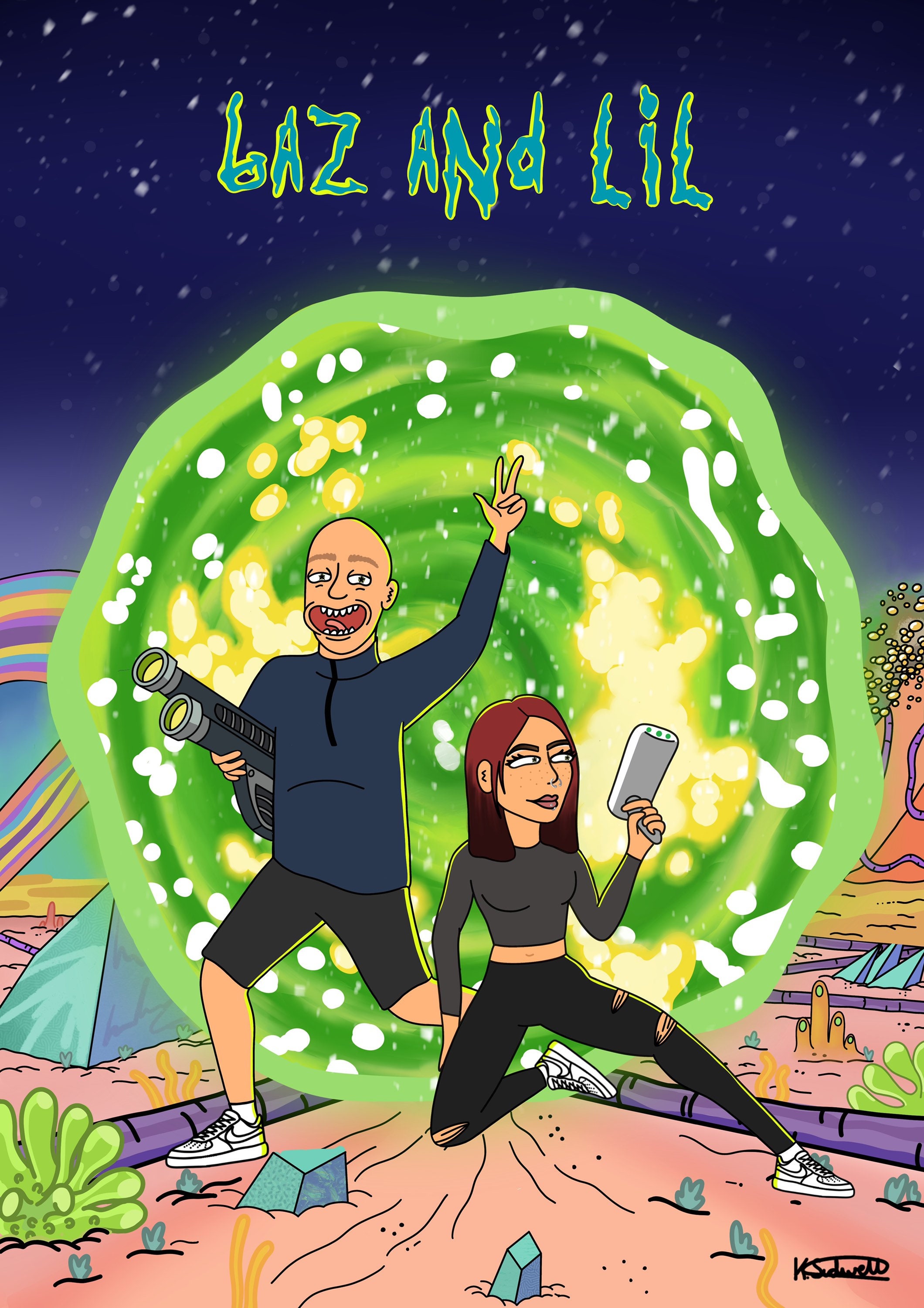 Rick and Morty Custom Portrait - Couples Portrait - Gifts - Birthday ...