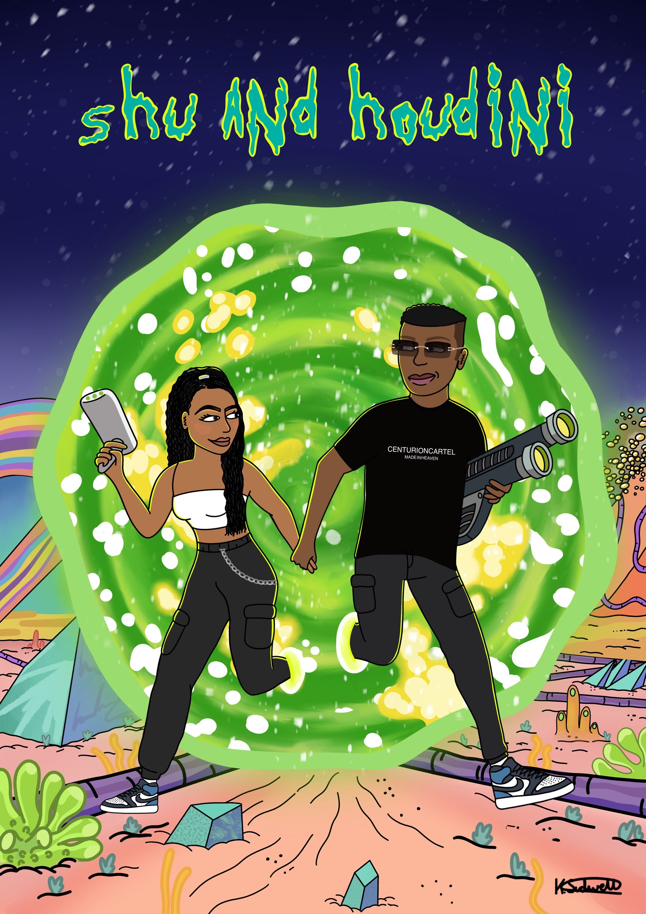 Rick and Morty Custom Portrait - Couples Portrait - Gifts - Birthday ...