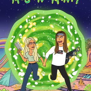 Rick and Morty Custom Portrait - Couples Portrait - Gift - Birthday Gifts - Cartoon Gift
