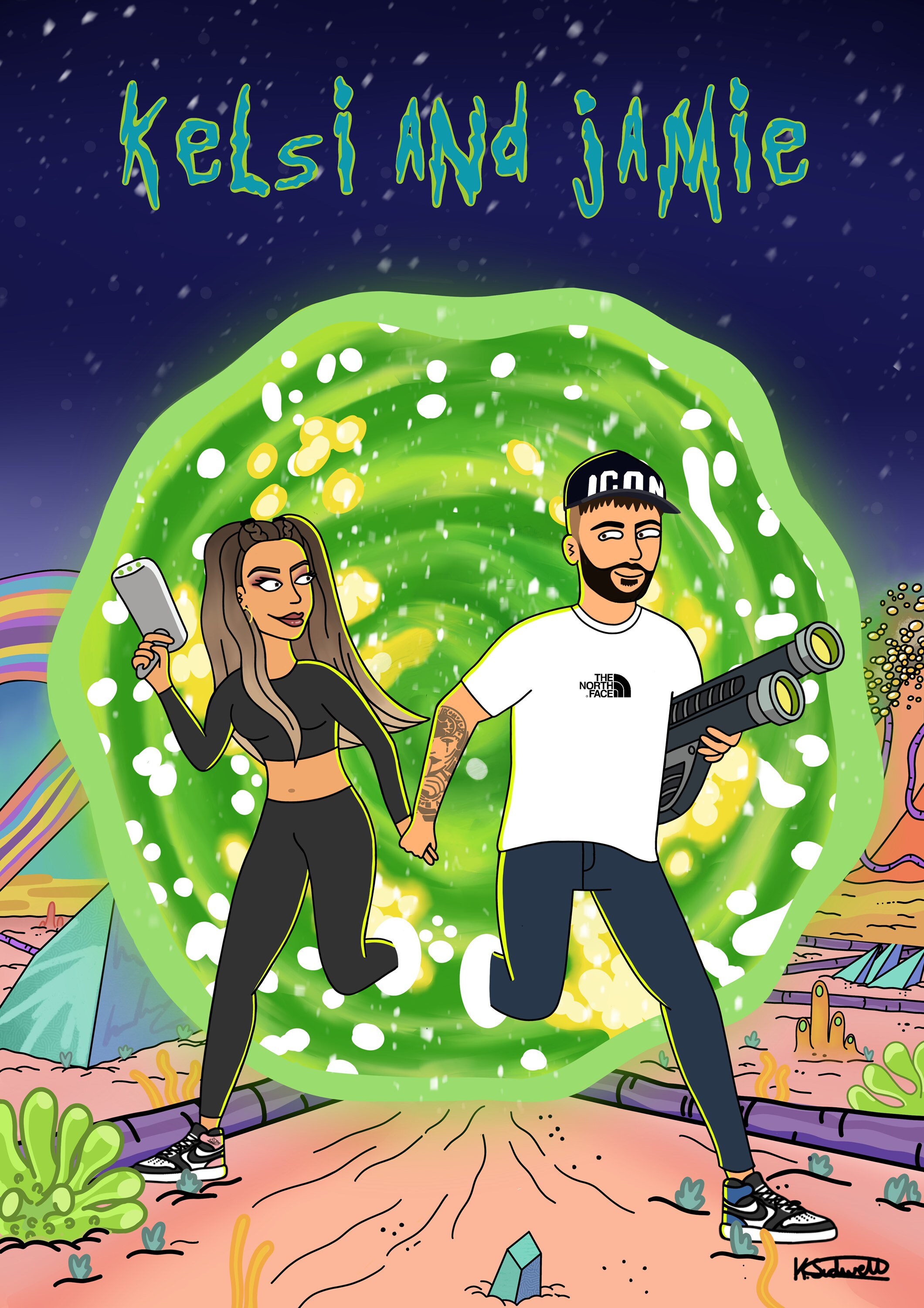 Rick and Morty Custom Portrait - Couples Portrait - Gifts - Birthday ...