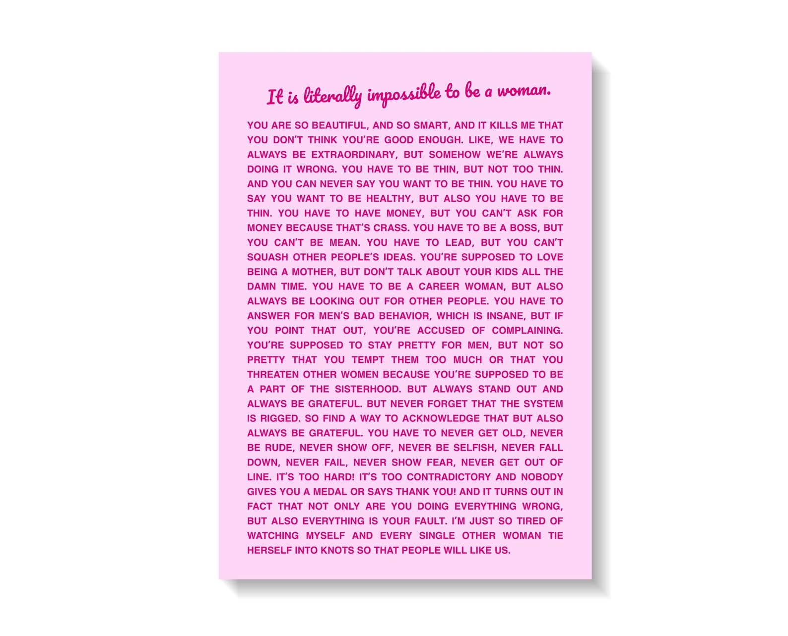 Gloria's Monologue Barbie Movie 2023 Barbie Speech Etsy UK