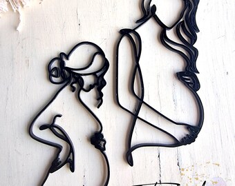 Silhouette Pregnant Woman Acrylic Cake Topper, Baby Shower