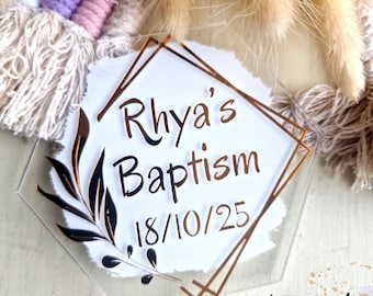 Personalised Painted Acrylic Cake Topper: Christening, Baptism, Wedding