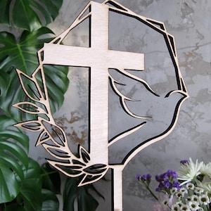 Décoration pour gâteau Colombe et croix / baptême / confirmation / première communion / Téléchargement instantané, fichier SVG/PNG