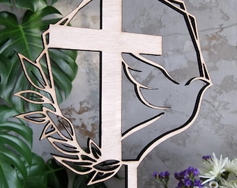 Dove and Cross Cake Topper SVG PNG File (Digital Download)
