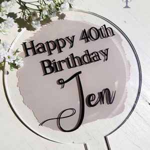 Personalized Acrylic Cake Topper - Painted/ Happy Birthday / Elegant Cake Topper