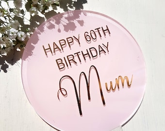 Personalized Acrylic Cake Topper: Hand-Painted Elegant Birthday Decor