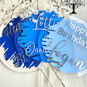 Personalized Acrylic Cake Topper - Happy Birthday / Elegant Cake Topper/