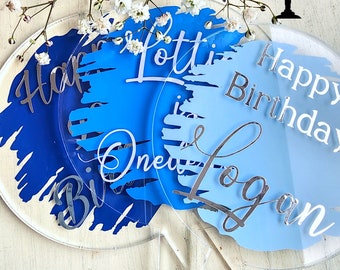 Personalized Acrylic Cake Topper - Happy Birthday / Elegant Cake Topper/