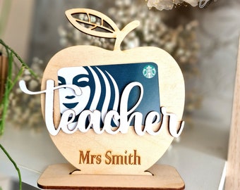 Personalized Teacher Apple Gift Card Holder