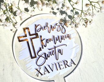 Pierwsza Komunia Swieta / First Holy Communion Acrylic Cake Topper -