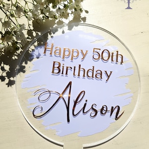 Personalized Acrylic Cake Topper - Happy Birthday/Elegant Cake Topper