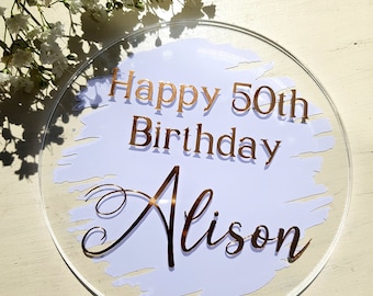 Personalized Acrylic Cake Topper - Happy Birthday/Elegant Cake Topper