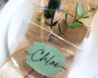 Wedding table name places / Acrylic disc / Place Settings/