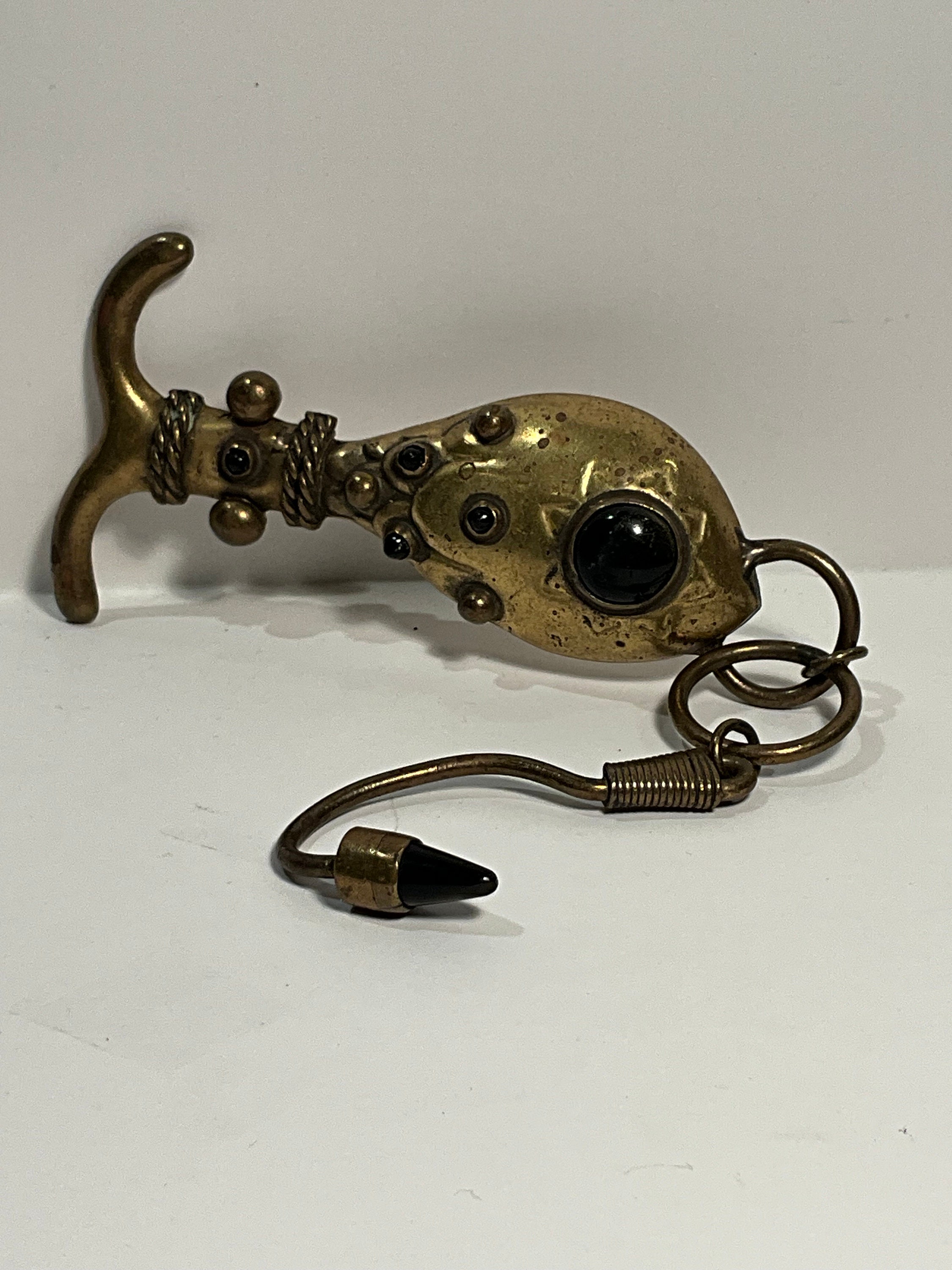 Large Hubert Harmon Spiked Brass sputnik Naval Mine Earrings. as
