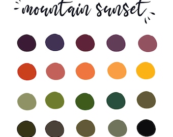 Mountain Sunset Digital Descargar Paleta de colores / iPad / Procreate Swatch / Goodnotes / Notability / Bullet Journal