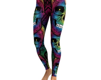 Rainbow Skull Leggings plus Size 