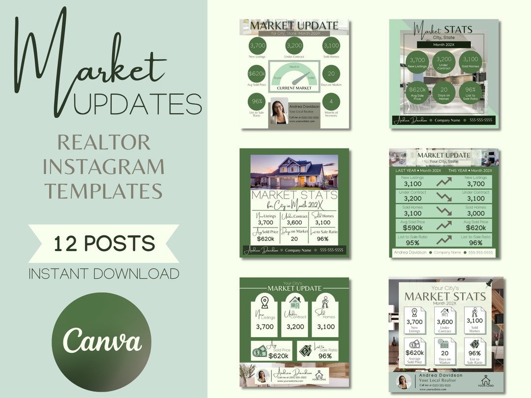 12 Market Update Realtor Instagram Post Template | Real Estate Agent ...