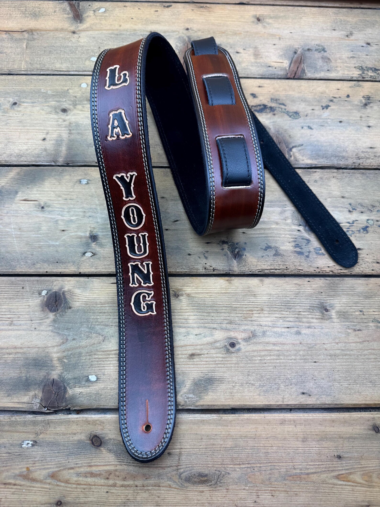 Personalised Leather Guitar Strap - Monogrammed Guitar - Custom Gift ...