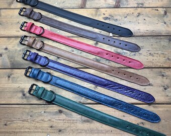 Zachte leren hondenhalsband - Luxe hondenhalsband - Comfortabel - Geschikt voor alle rassen - Terriers, Labradors, Collie, Retriever, Spaniël, Beagle