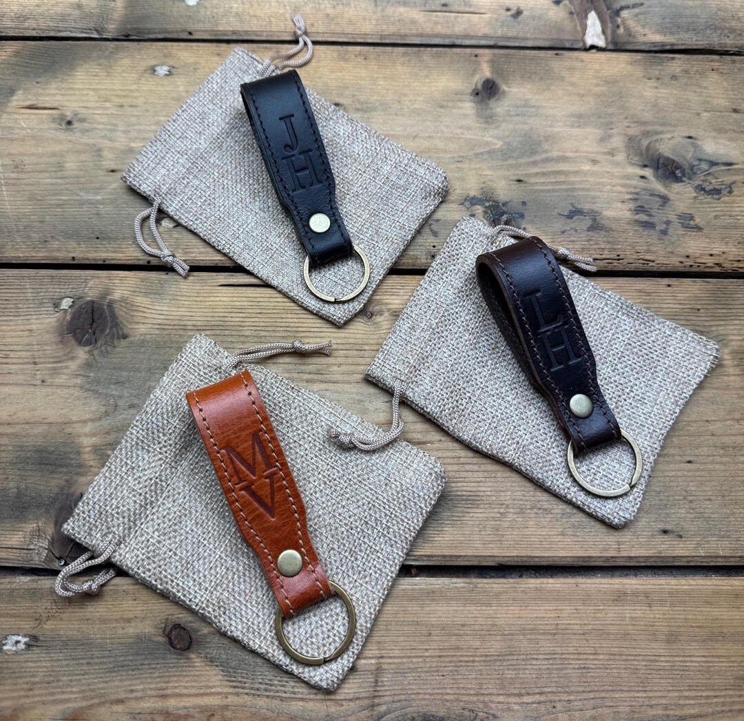Key Ring Present Leather Key Ring - Personalised Gift for Him or Her - Bridesmaids ...
