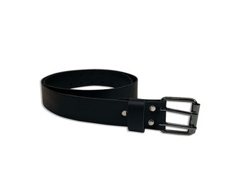 Heavy duty leather belt, 2 pin buckle heavy hide mens belt. Made in England