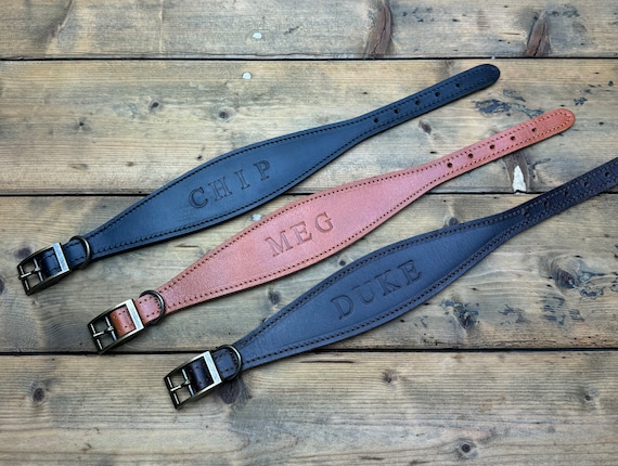 Personalised leather dog collar & lead - Greyhound - Genuine leather - Whippet - lurcher - dog collar- full grain - Custom Dog Collar