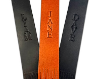 Personalised leather book mark gift - Made in England from genuine leather - Great gift idea.