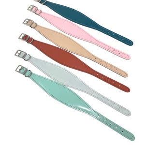 Padded leather hound dog collar & lead set. Pastel colours padded dog collars hand made in the UK from genuine leather