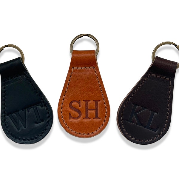 Personalised Key Ring - Genuine Leather - Gift Idea - Leather Key Chain Made In The UK  - Monogrammed Gift