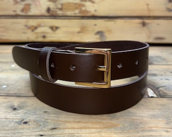 Cinturón elegante de cuero marrón para hombre, hebilla de latón macizo, informal, cuero genuino, hecho en el Reino Unido, regalo para padrinos de boda, cinturón para pantalones, cinturón de 25 mm.
