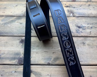 Personalised leather guitar strap - Monogrammed Guitar - Custom gift - Bass - Ukulele - Mandolin  - Gift for mum, dad, boyfriend, girlfriend