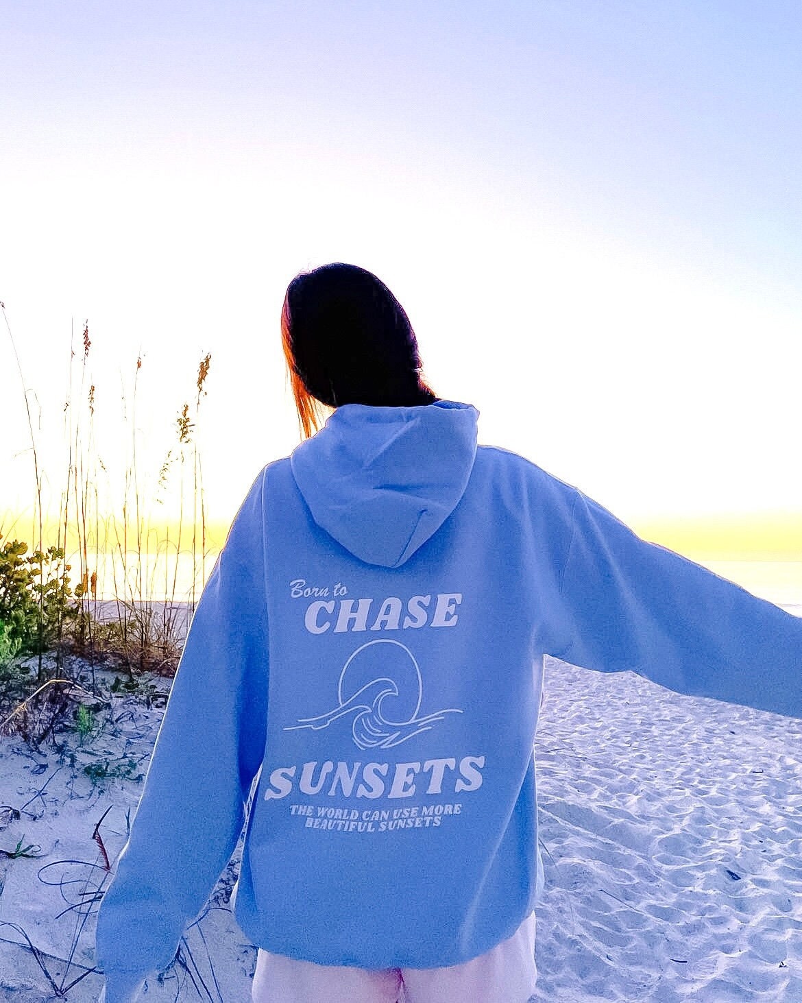 Born to Chase the Sunset Hoodie, Sunset Hoodie, Oversize Hoodie, Woman  Hoodie, Aesthetic Clothes, Summer Clothes, Beach Hoodie, Born Hoodie 