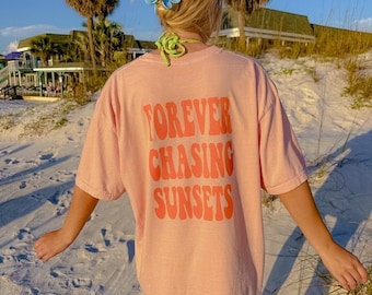 forever chasing sunset shirt  | comfort colors t-shirt | Trendy shirt | sunset shirt | Beach shirt | oversized shirt | vacation shirt